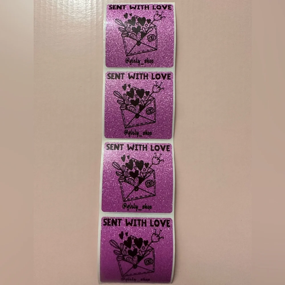 50ct. Custom “SENT WITH LOVE” Square Stickers With Closet Name